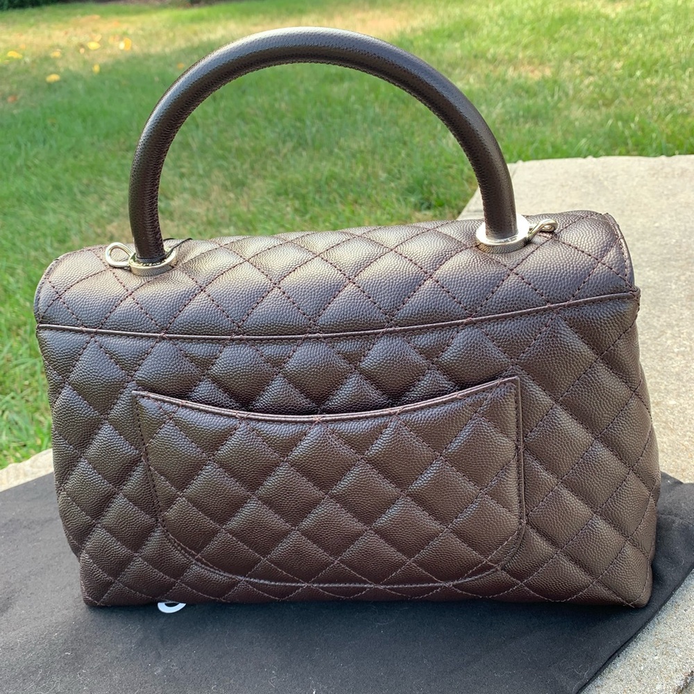 CHANEL Black Quilted Satchel with Gold Accents - Picture 10 of 11